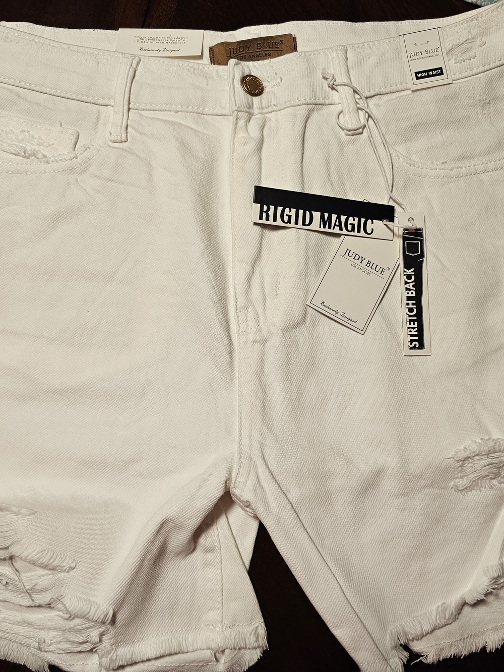 Judy Blue White Distressed Denim Shorts